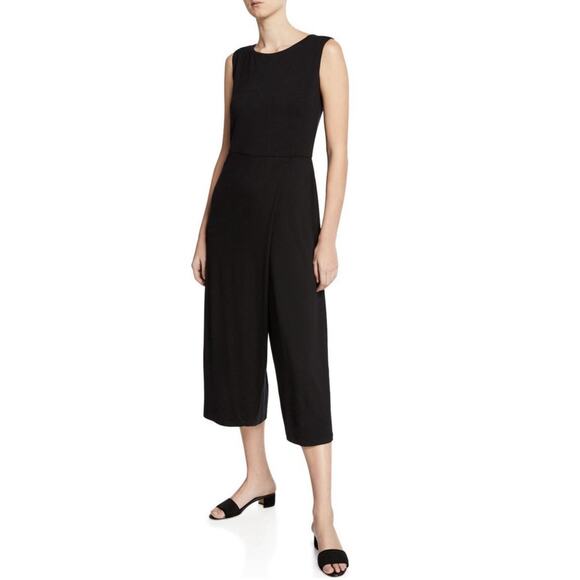 Eileen Fisher Pants - EILEEN FISHER Women’s Black Faux Wrap Cropped Jumpsuit size small